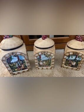 Certified International Tuscan Wine View 3 Piece Canister Set